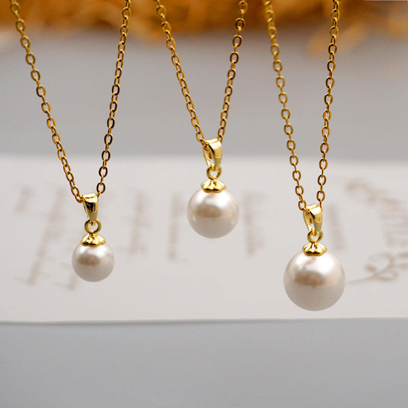 Design Titanium Steel Chain Accessories Pearl Necklace York Essential