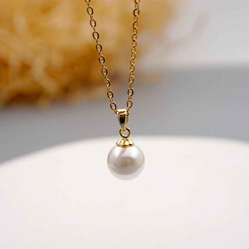 Design Titanium Steel Chain Accessories Pearl Necklace York Essential