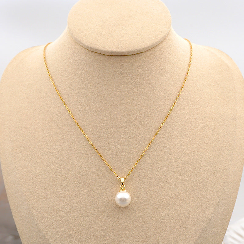 Design Titanium Steel Chain Accessories Pearl Necklace York Essential