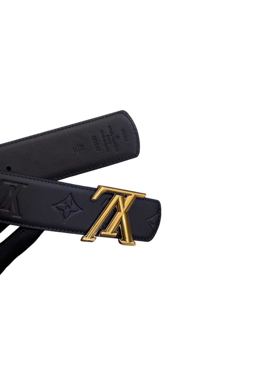 Premium Leather Belt monogram Black-Gold York Essential
