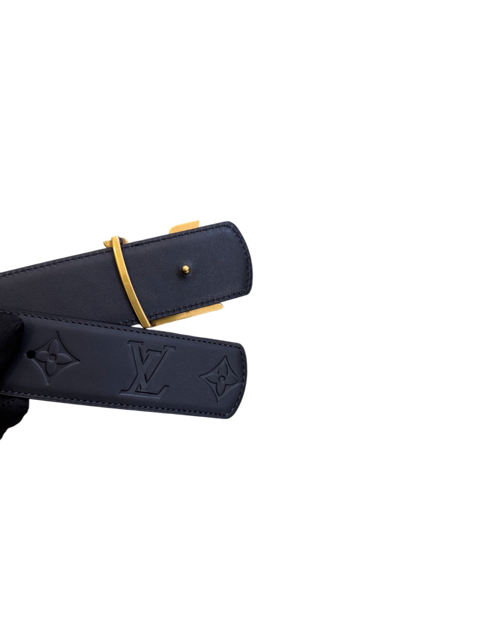 Premium Leather Belt monogram Black-Gold York Essential