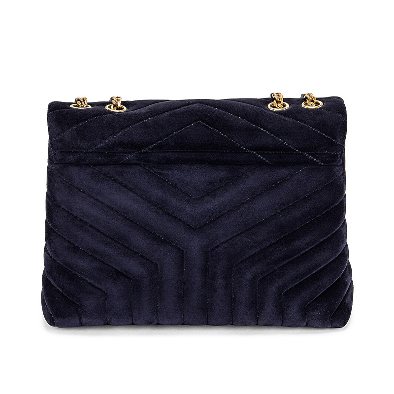 LouLou Medium Suede Chain Bag Navy York Essential