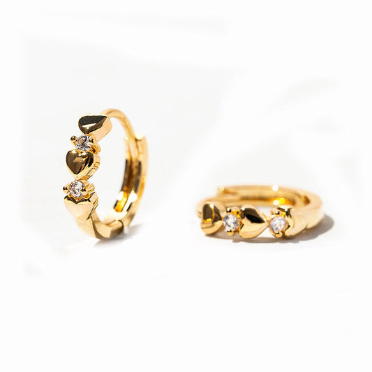 Love Heart Zircon Earrings Cold Wind Round Small Ear Ring York Essential