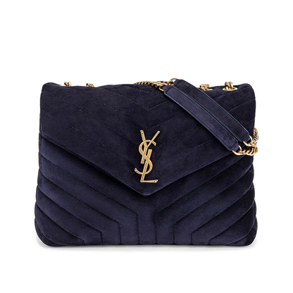 LouLou Medium Suede Chain Bag Navy York Essential