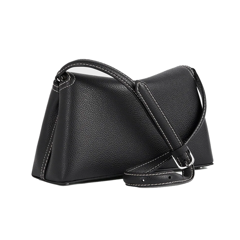 T-Lock Clutch Grained Leather Black Silver York Essential