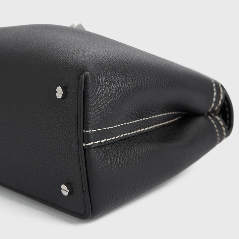 T-Lock Clutch Grained Leather Black Silver York Essential